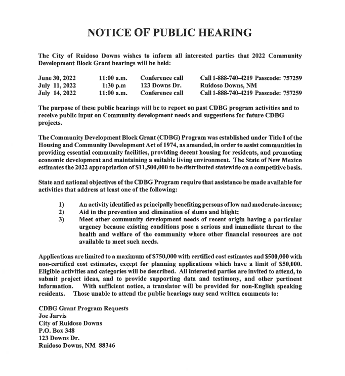 Public Notice CDBG3